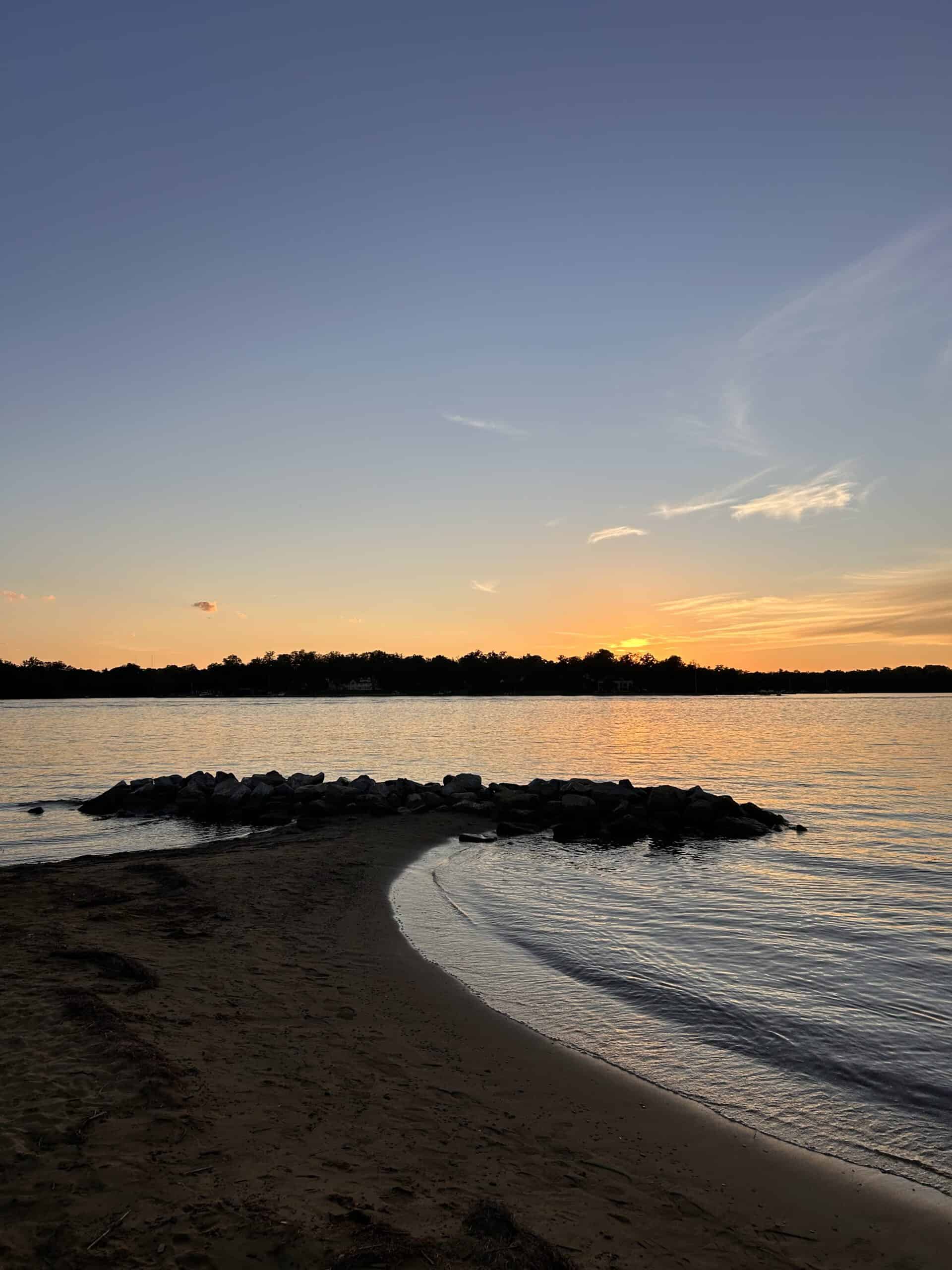 sunset over a river.