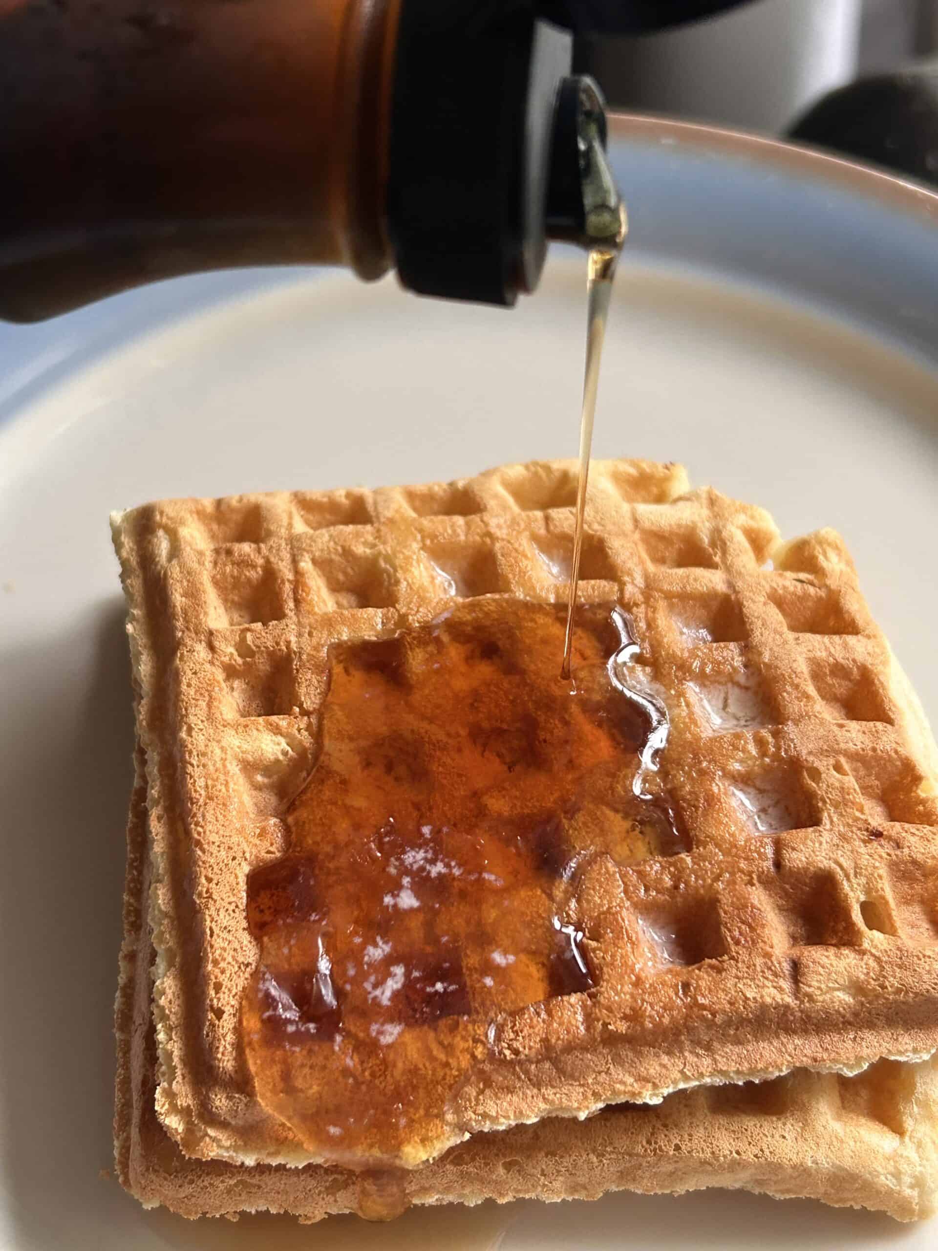 two buttermilk waffles.