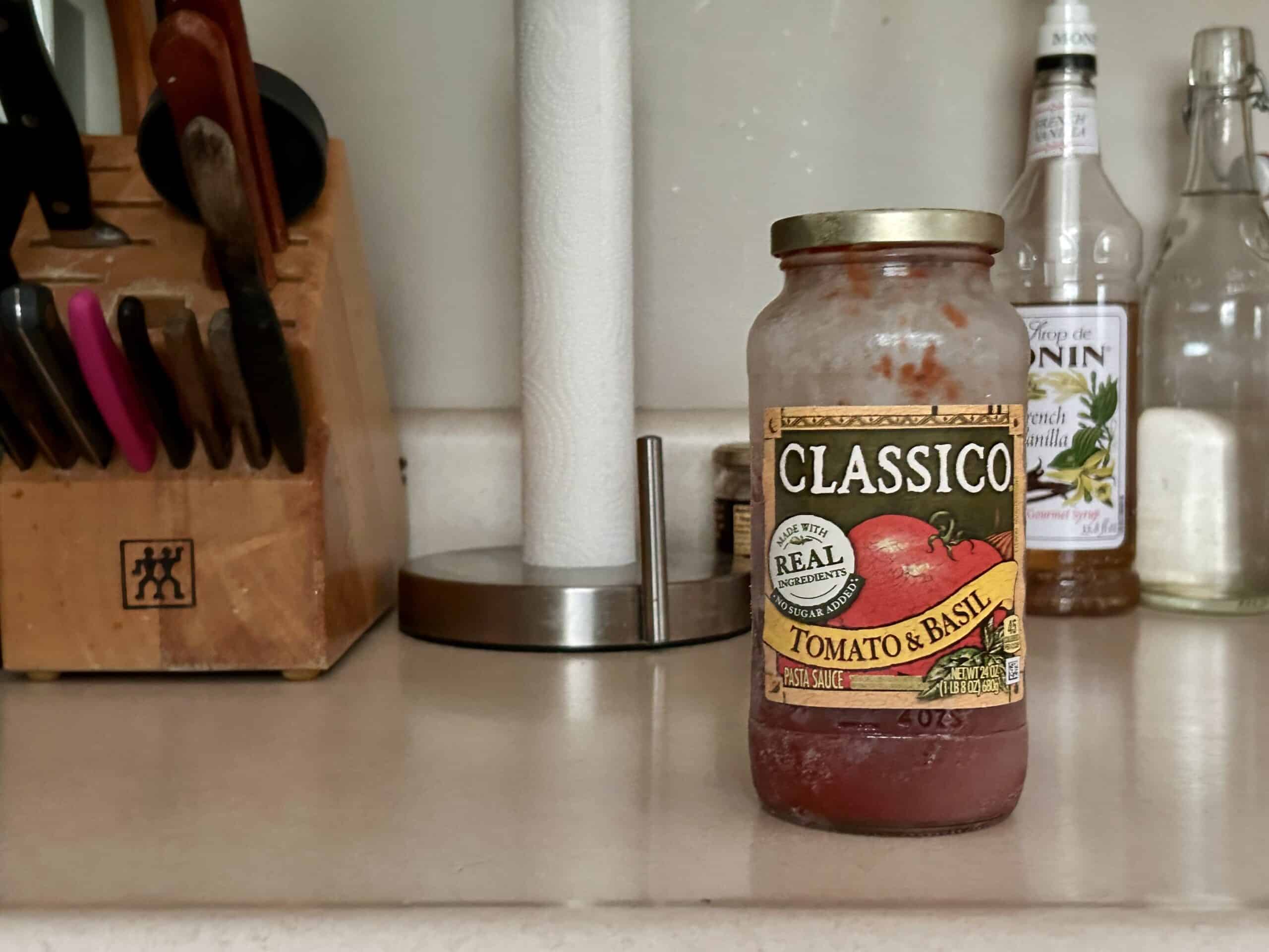 jar of frozen tomato sauce.