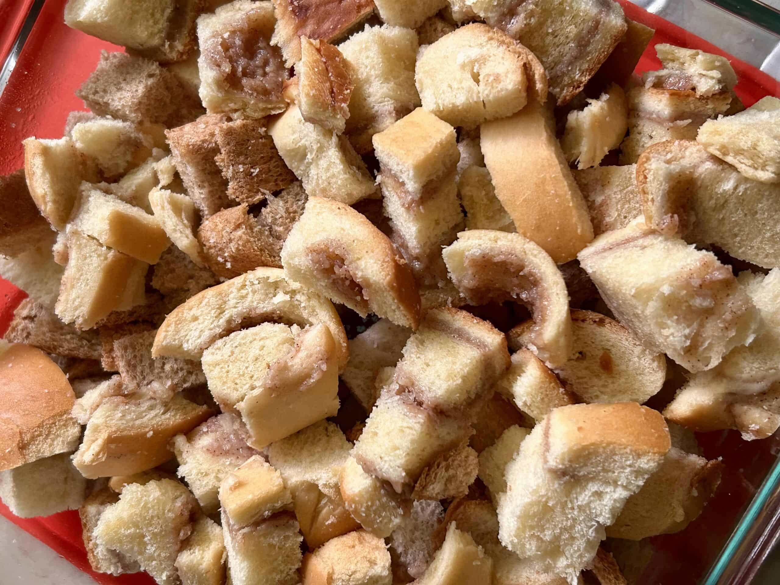 cinnamon bread cubes.