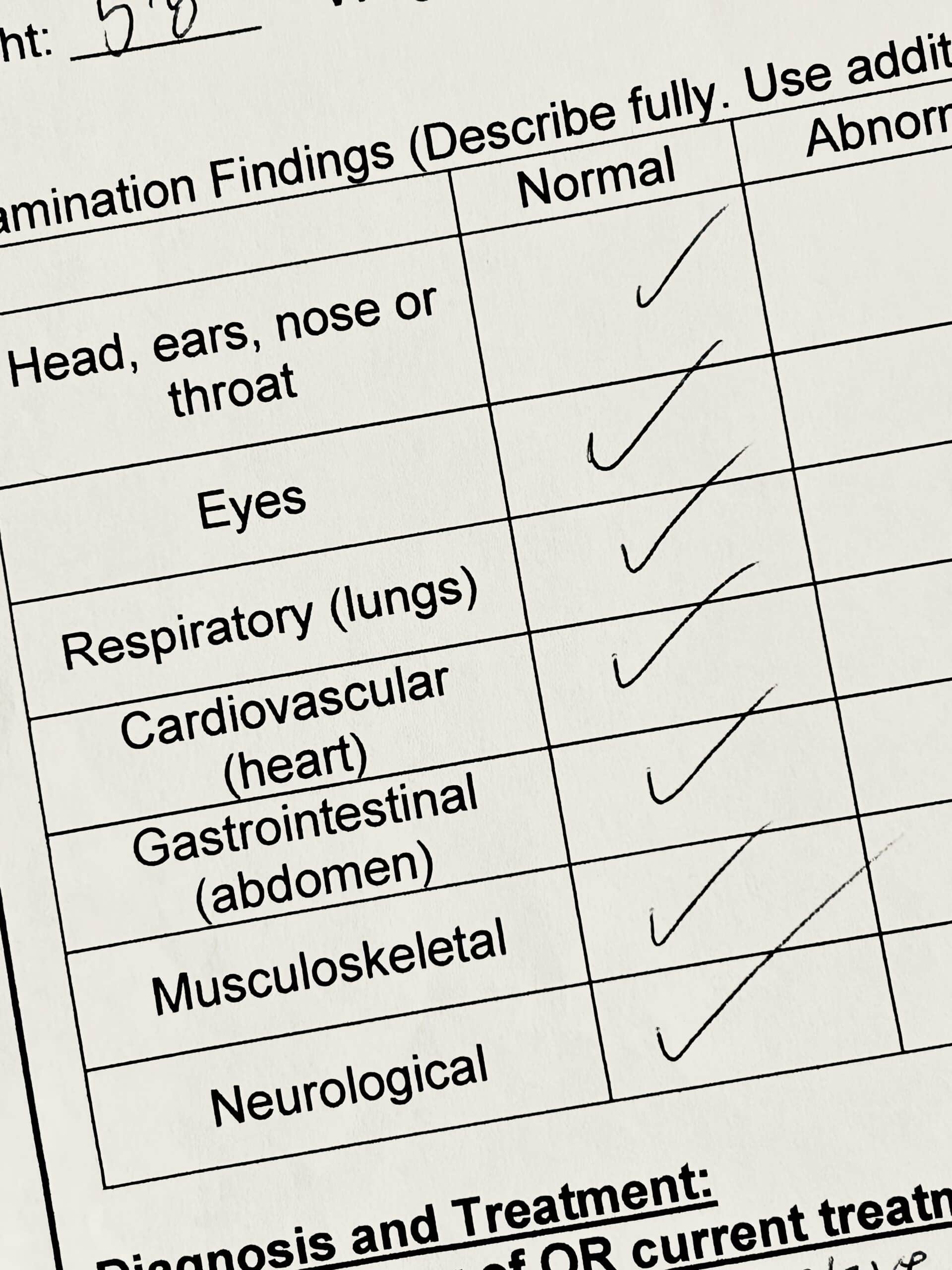school physical form.