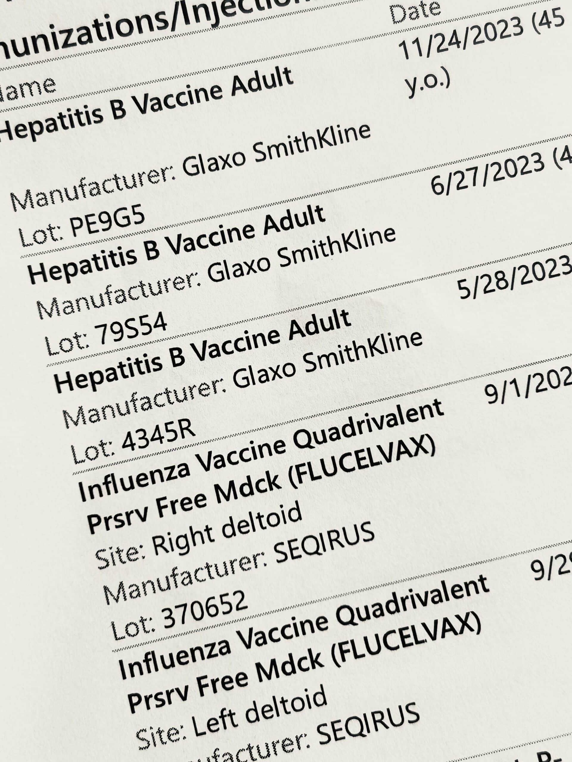 list of vaccines.