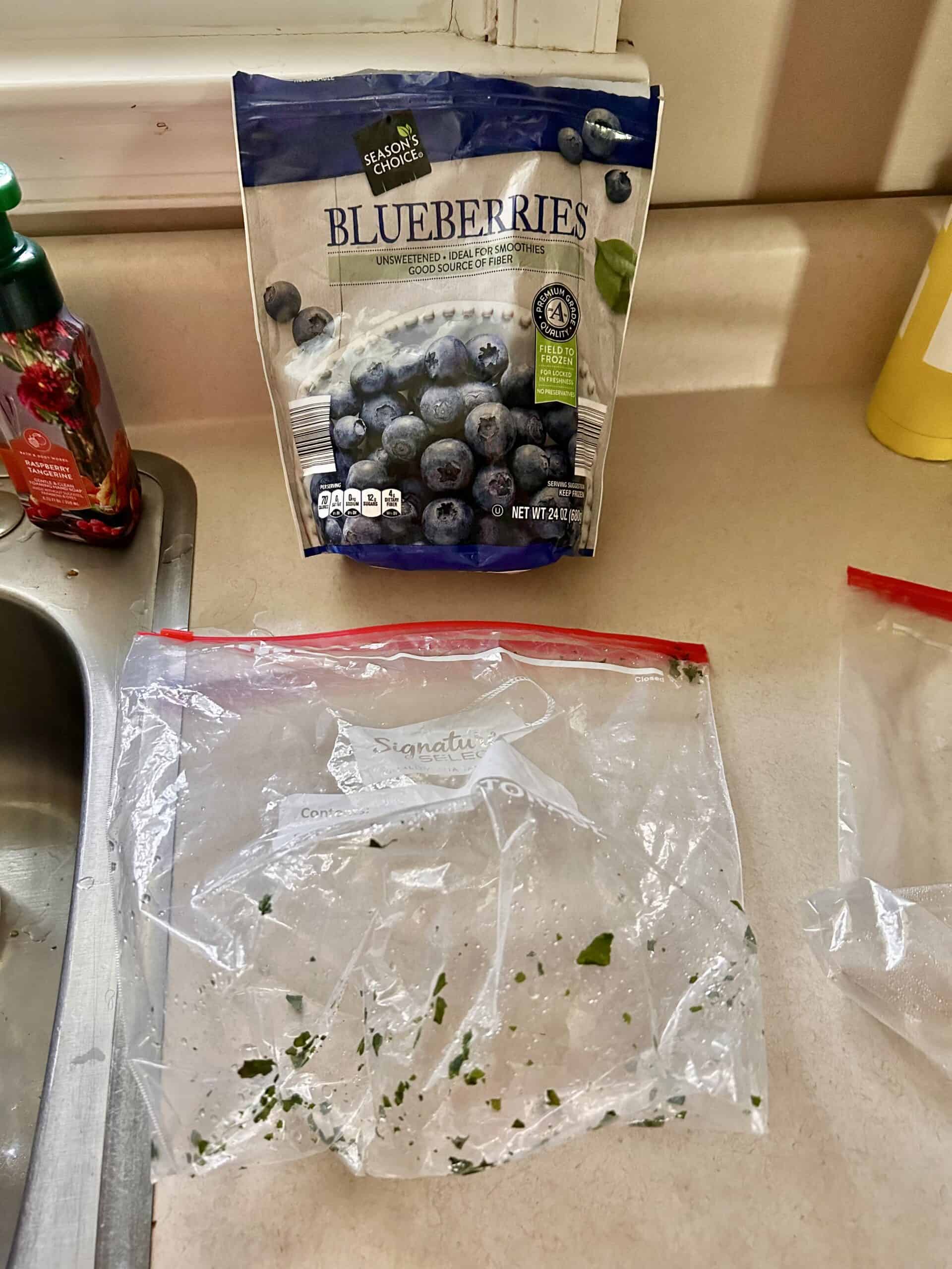 empty frozen produce bags.