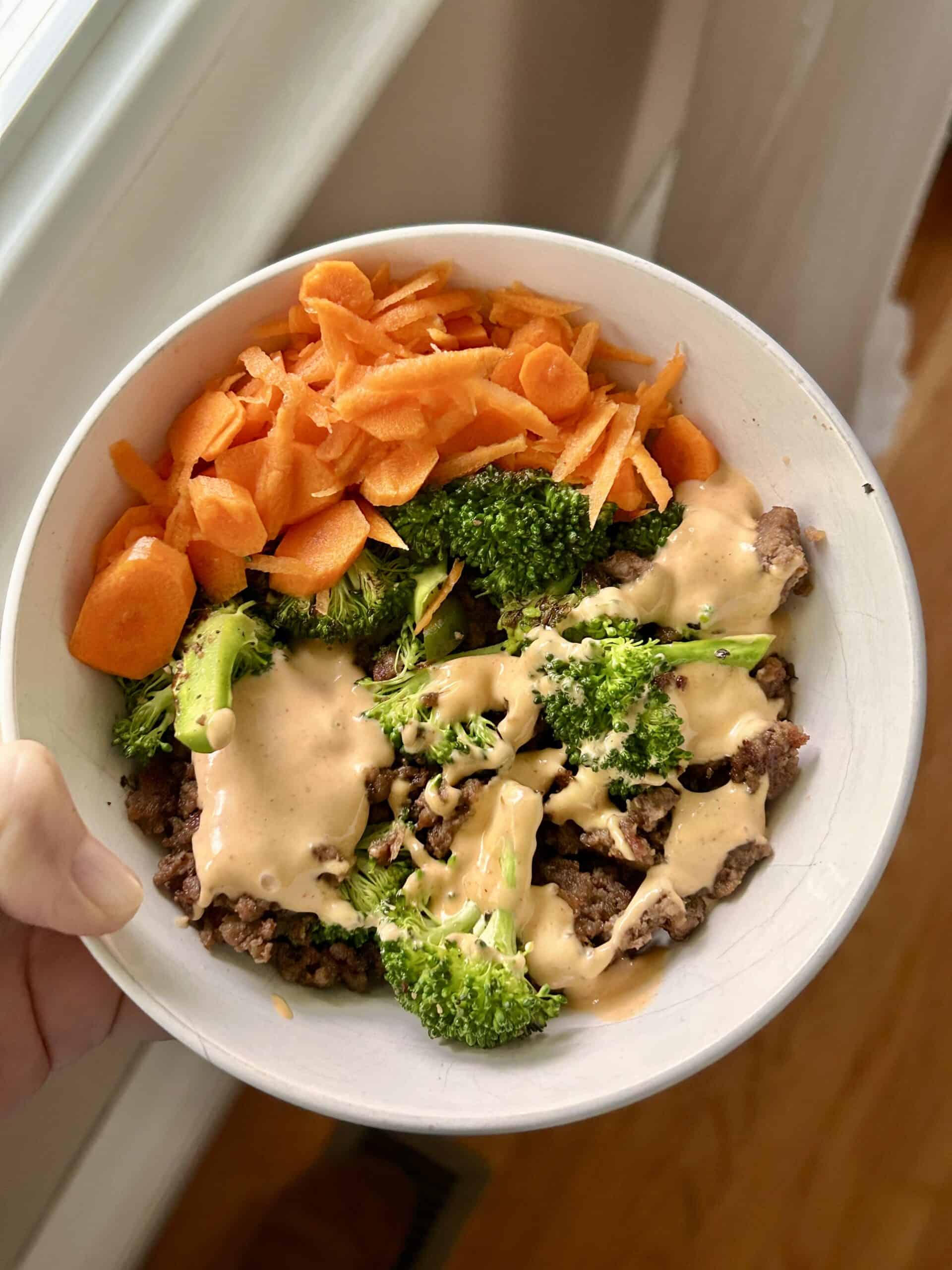 beef and sweet potato bowl.