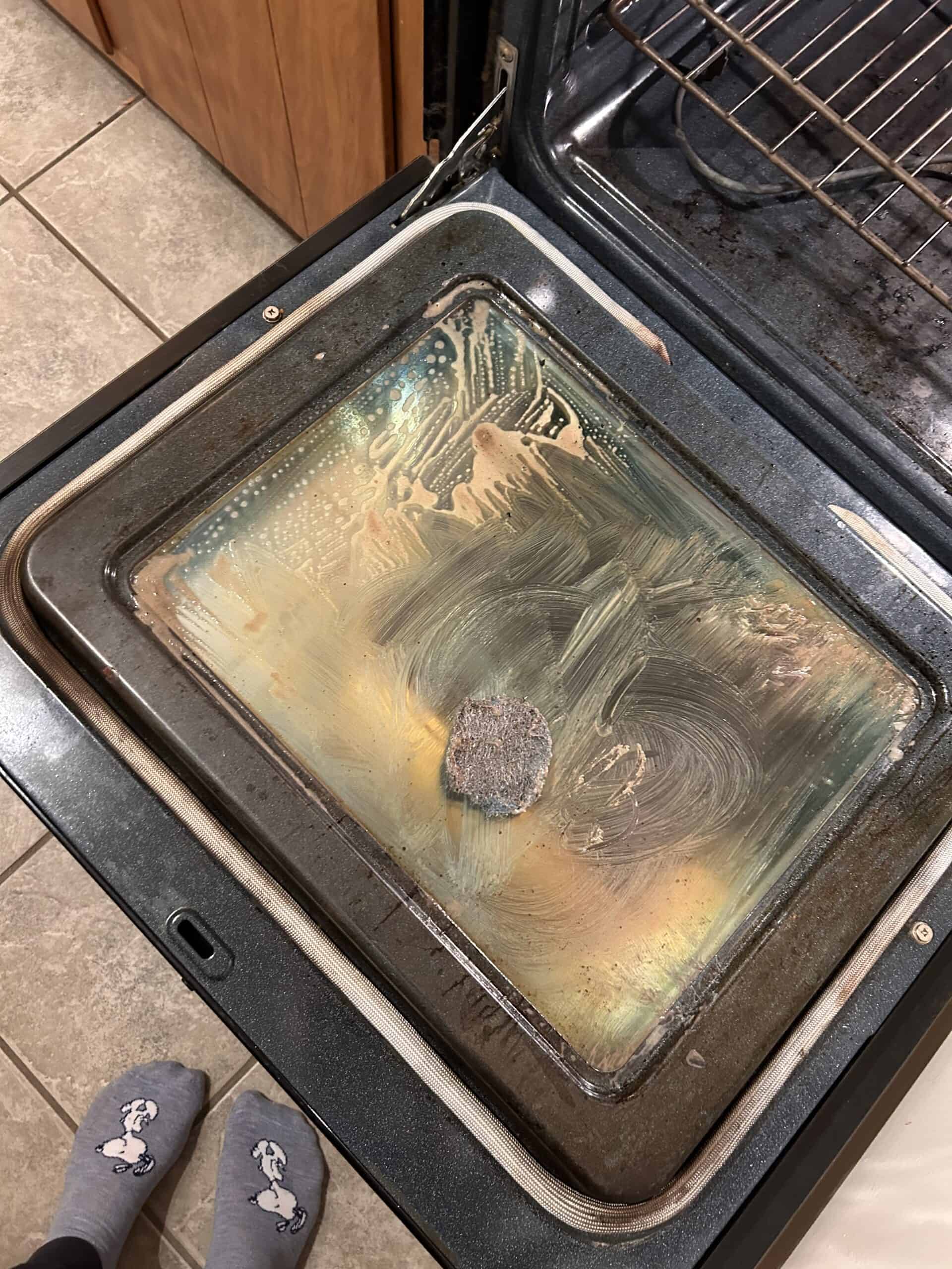 oven door cleaning.