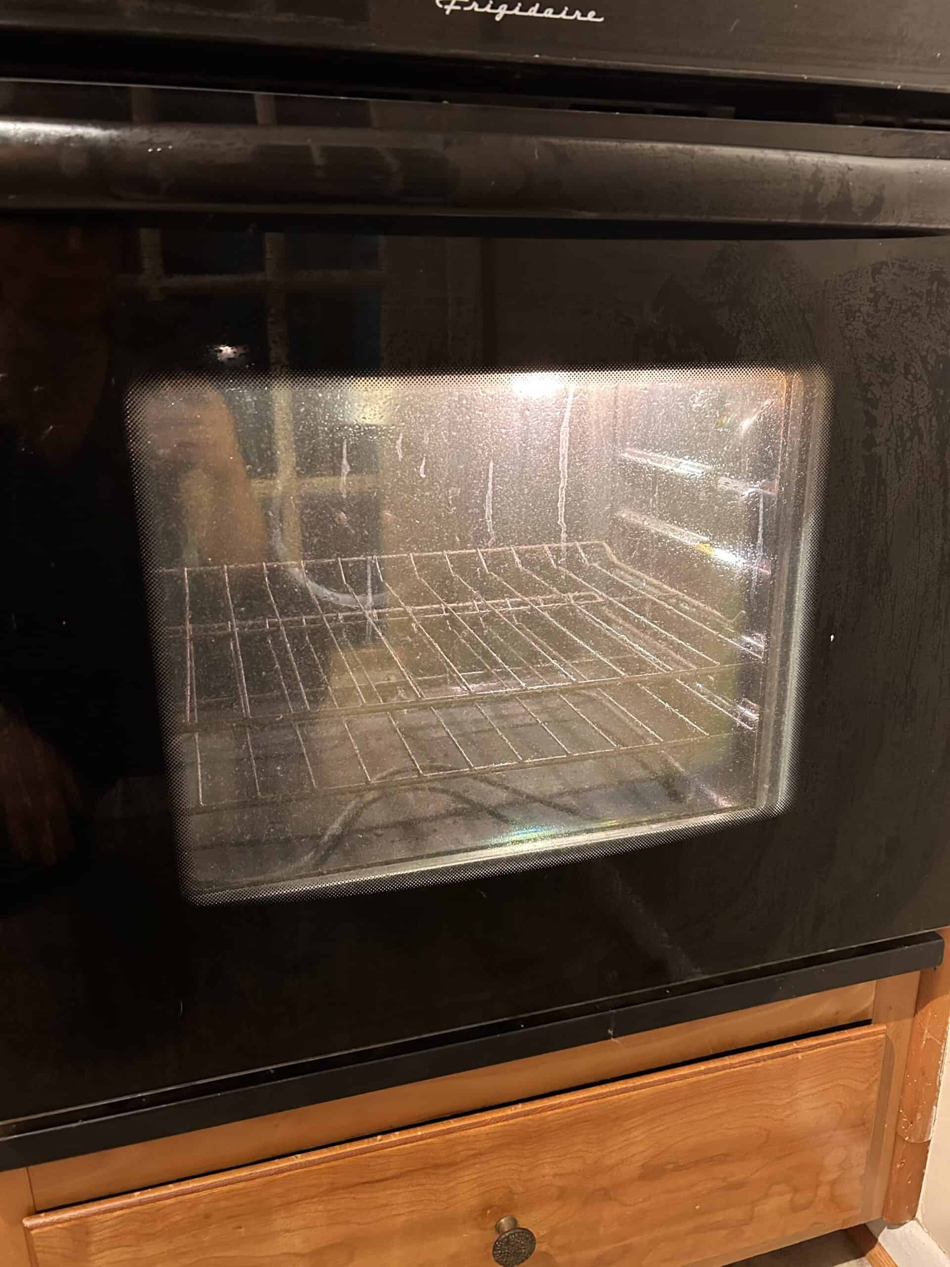 clean oven door.