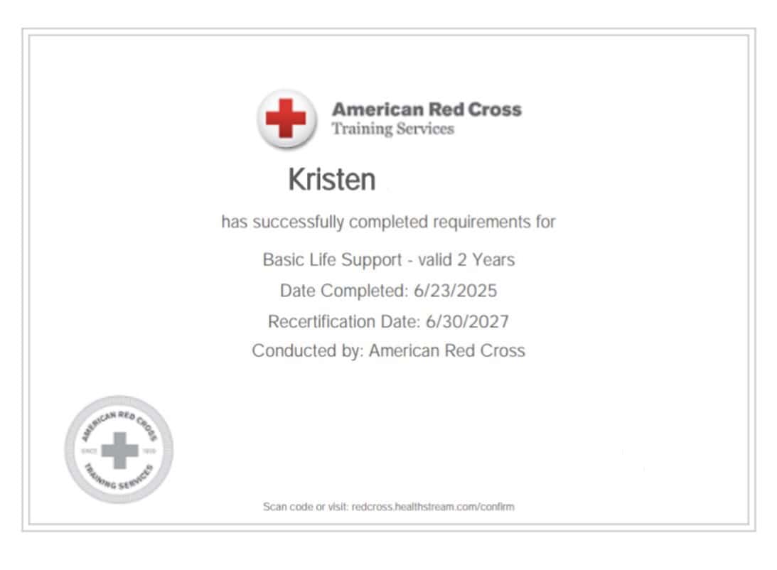 BLS certificate.
