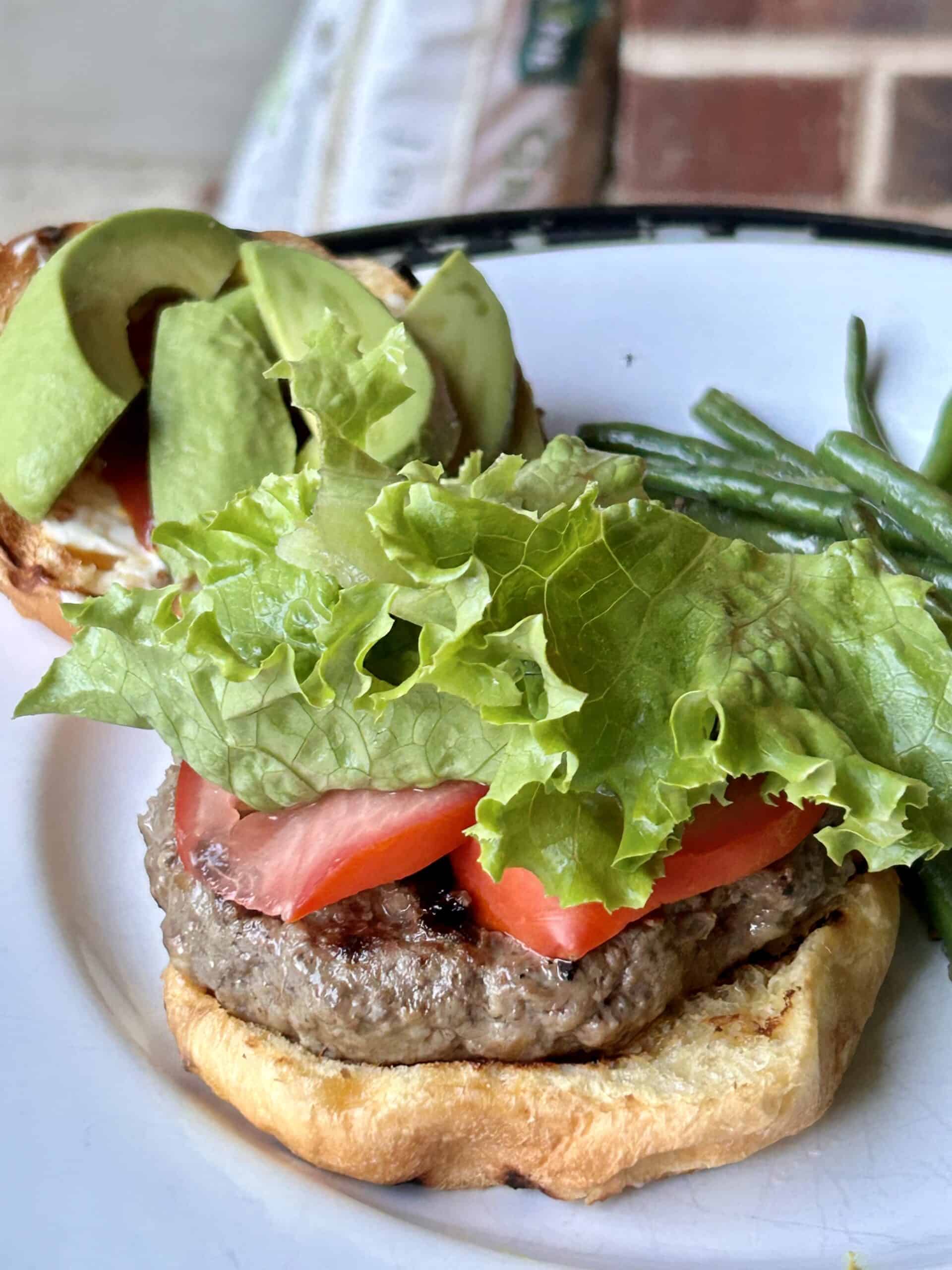 grilled burger plate.