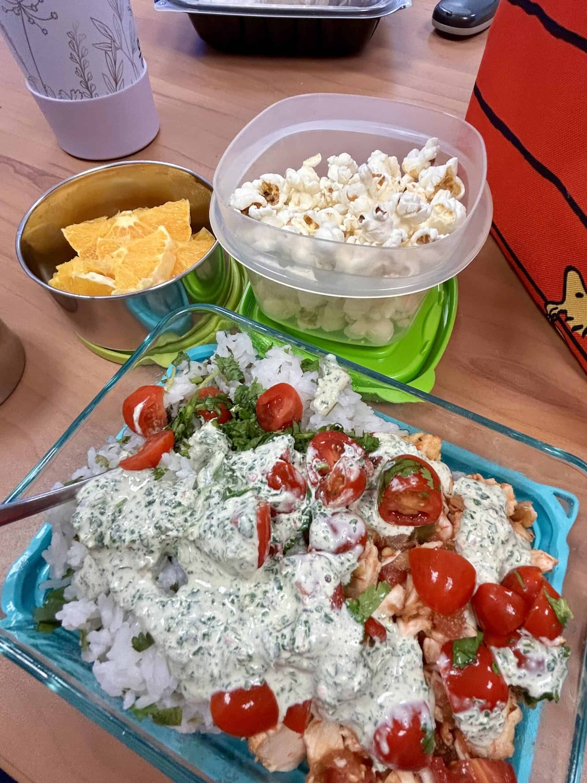 chicken and rice lunch.