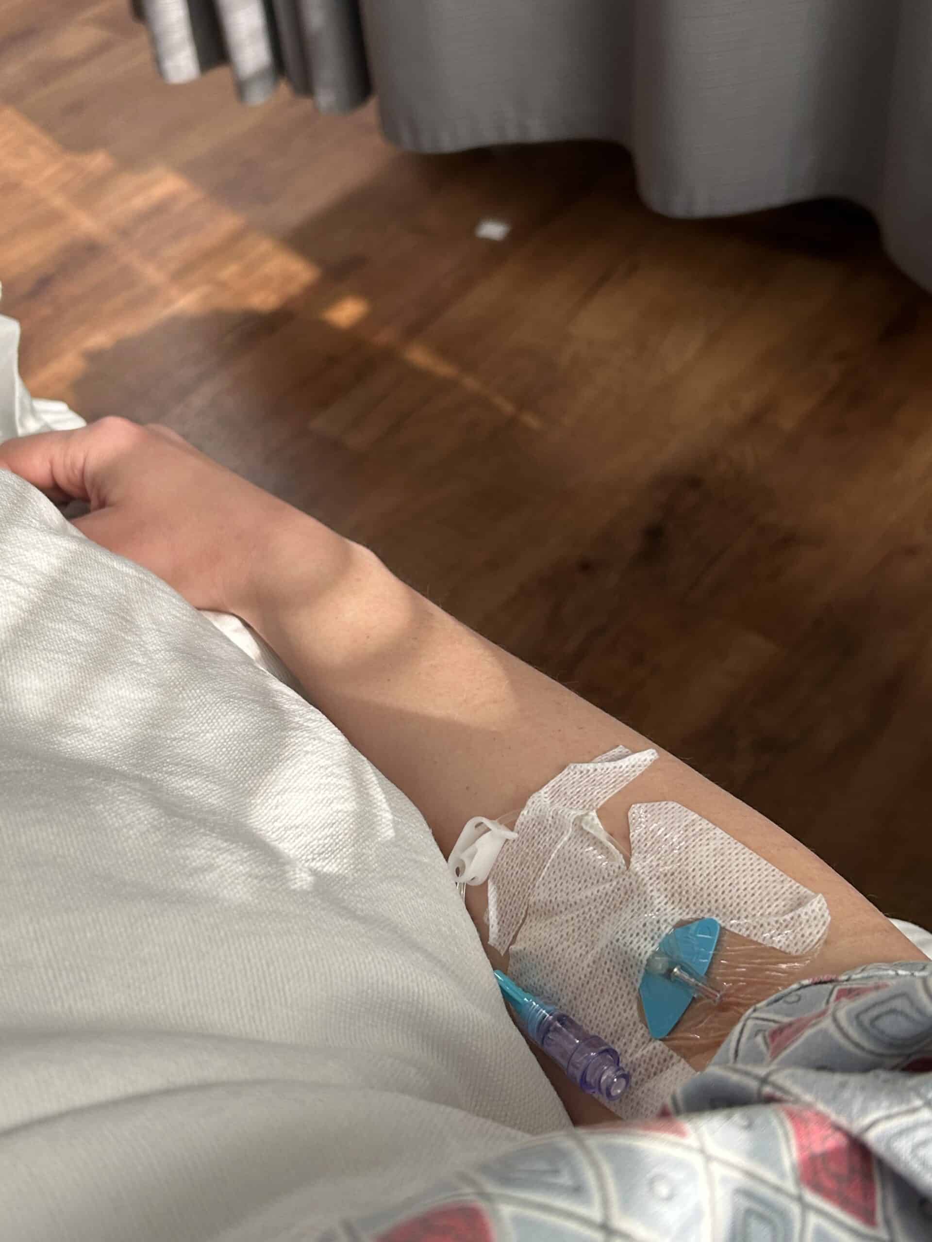 hospital gown.
